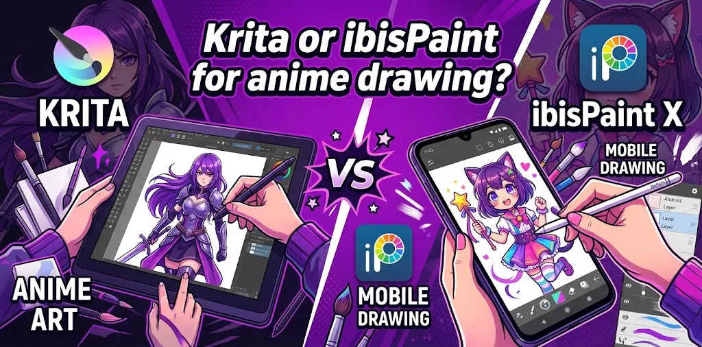 Krita or ibisPaint for anime drawing